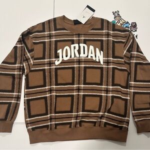 Jordan Brooklyn Fleece Women's M Graphic Crew-Neck Sweatshirt Archaeo Brown/Sail